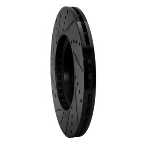 Audi A4 Quattro Brake Rotor (1) - Front Right - R1 Concepts - Drilled & Slotted - Black - `08-`25